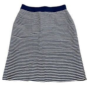 Loft Navy & Cream Striped Linen Blend Pencil Skirt Size 2